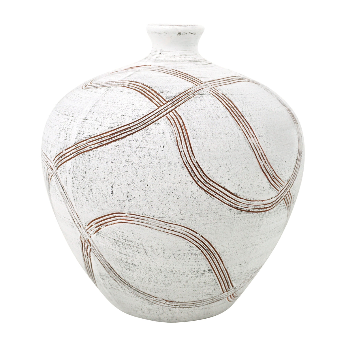 Ceramic 9" Round Global Vase - White