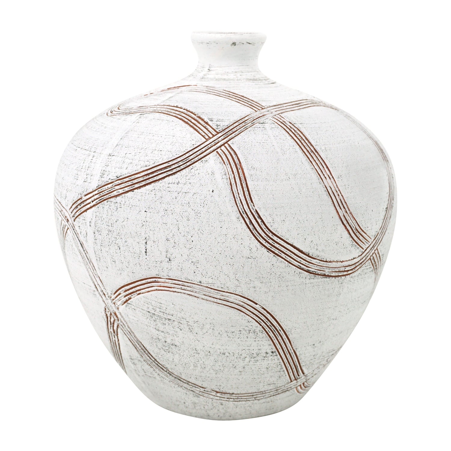 Ceramic 9" Round Global Vase - White
