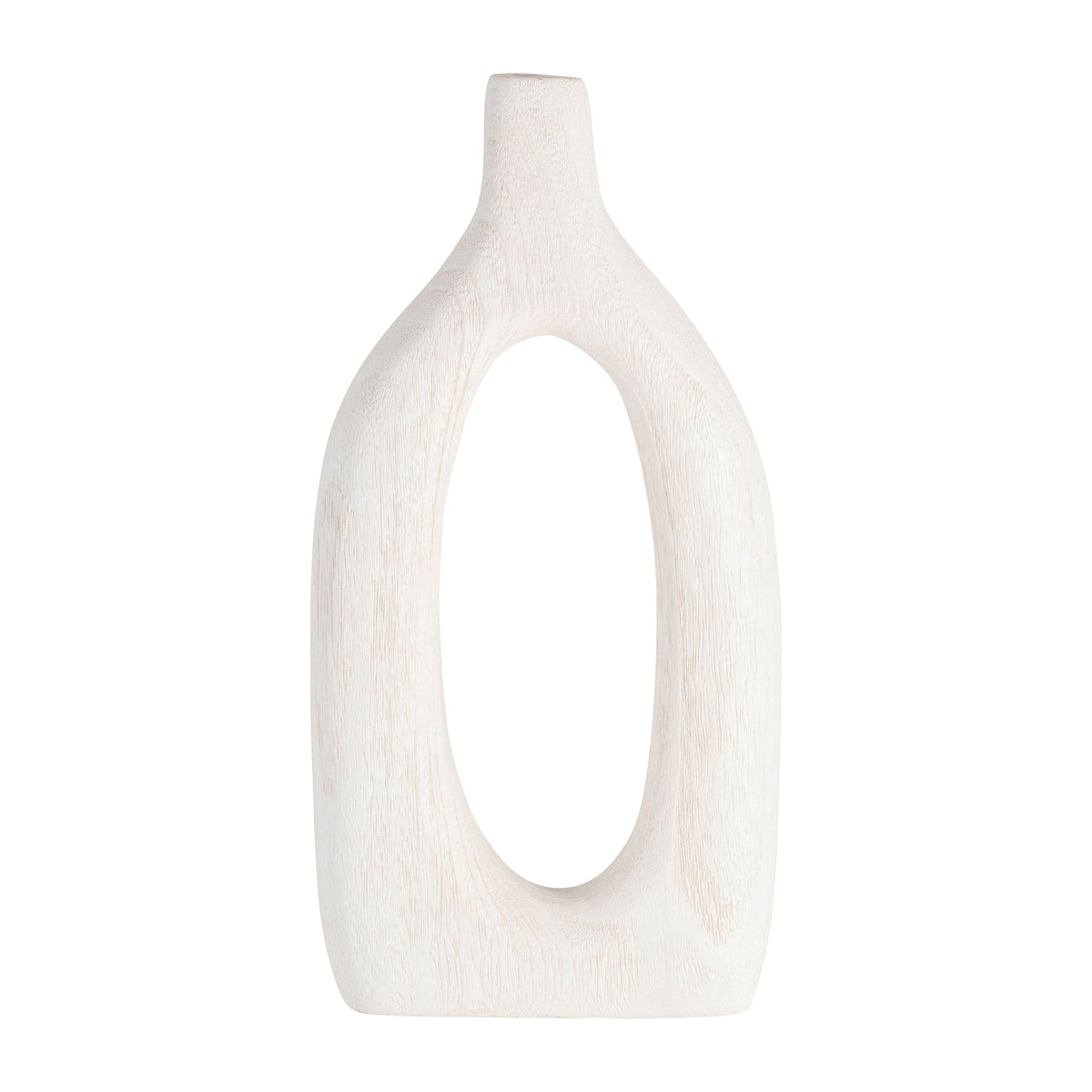 Wood Cut-Out Vase 14" - White