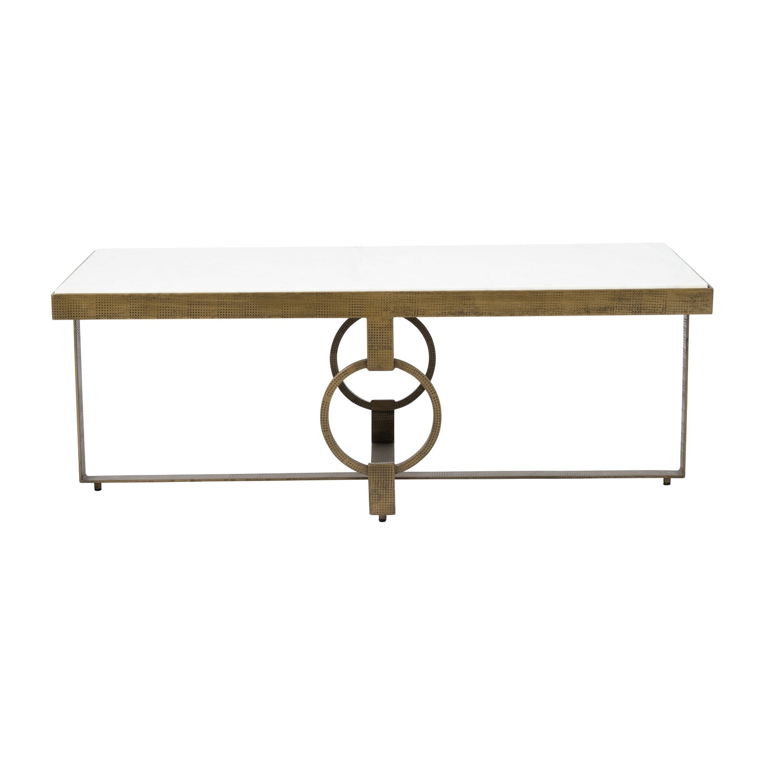 Metal 48 x 18 Marble Top Coffee Table - Gold/White