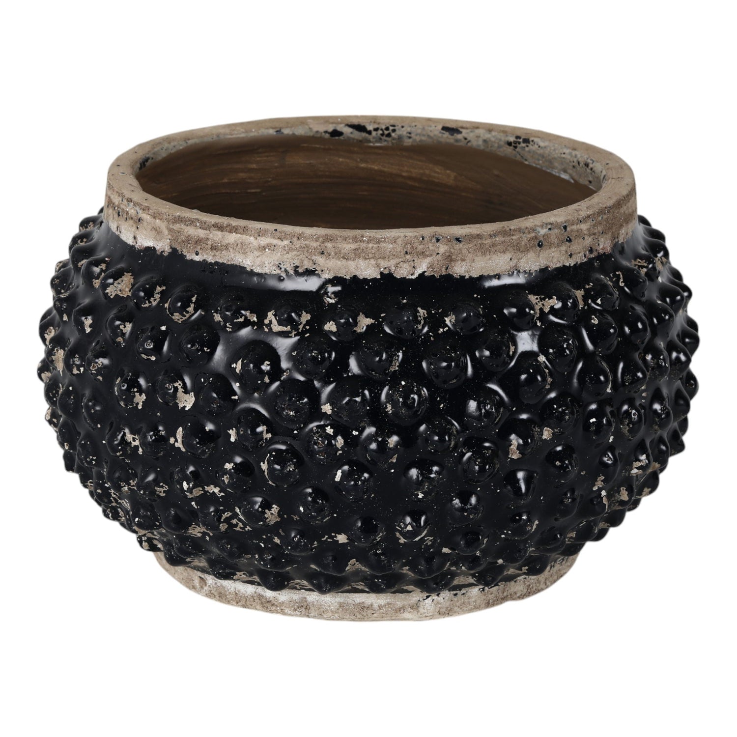12" x 7" Round Bubble Planter - Black / Brown