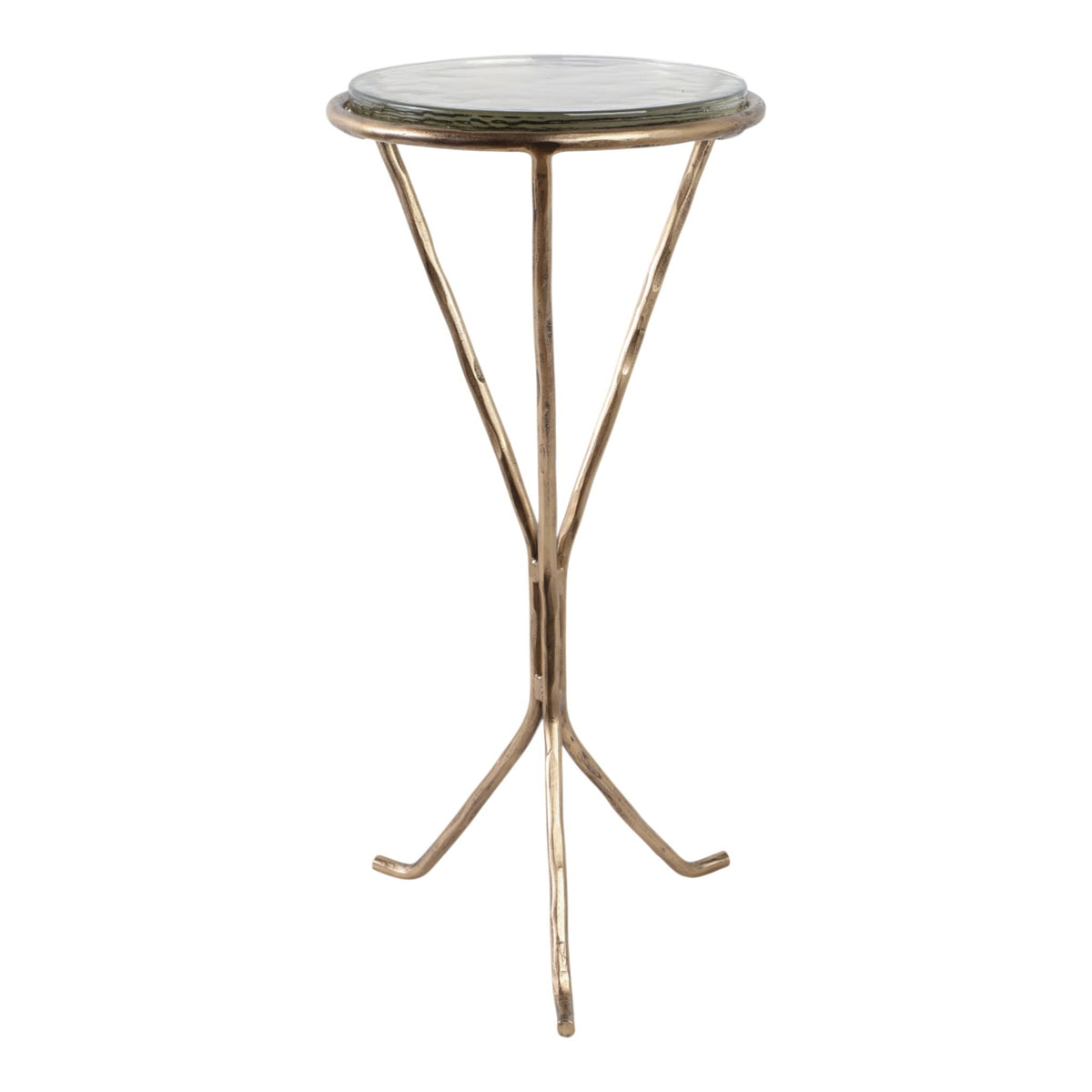 22" x 11" Recycled Glass Top Metal Drink Table - Gold