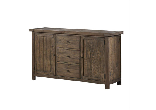 8FJ873 Autumn Solid Wood Three Drawer Two Door Sideboard In Flint Oak
