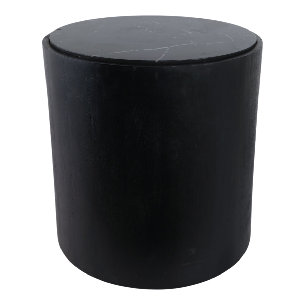 Marble Inlay Round Accent Table - Black / Gray