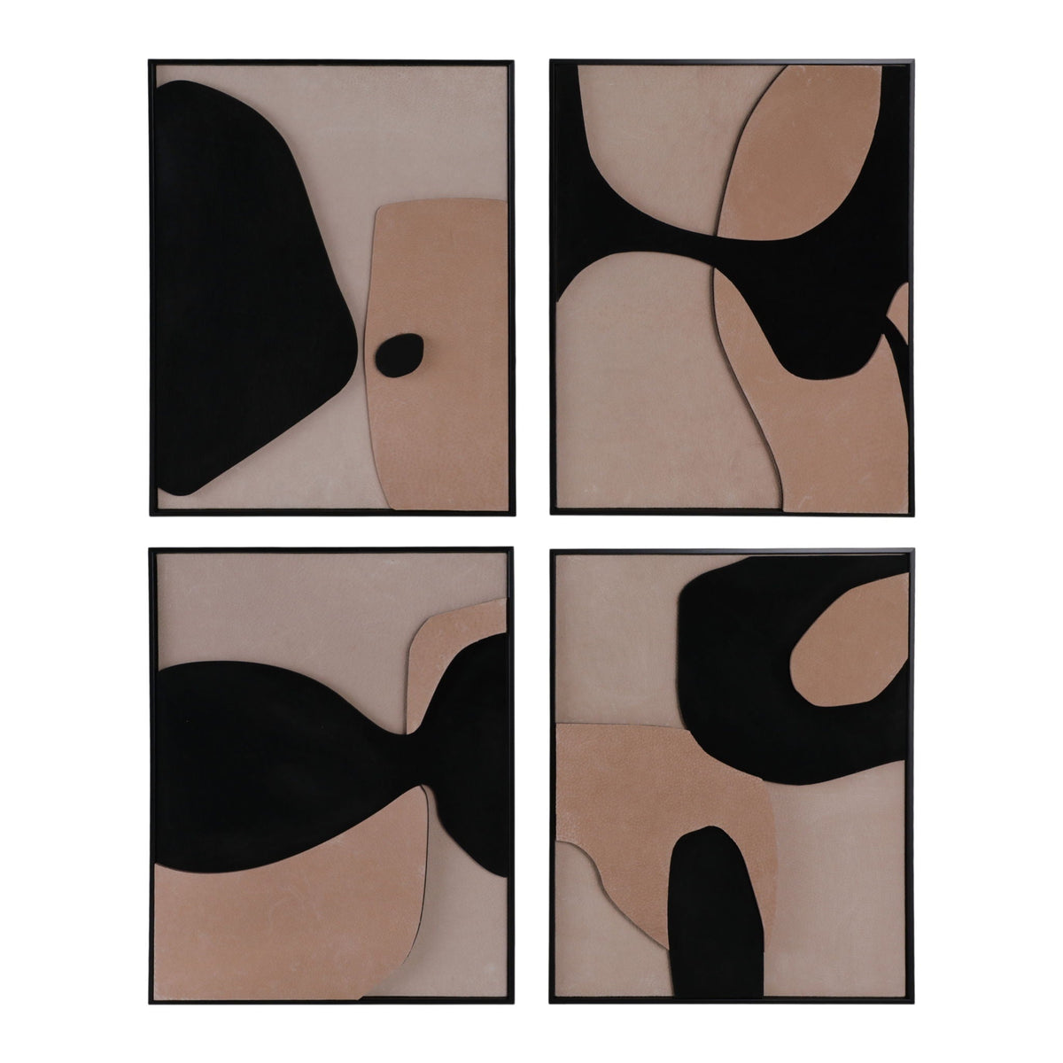 16" x 20" Upton Suede Wall Art (Set of 4) - Beige / Black