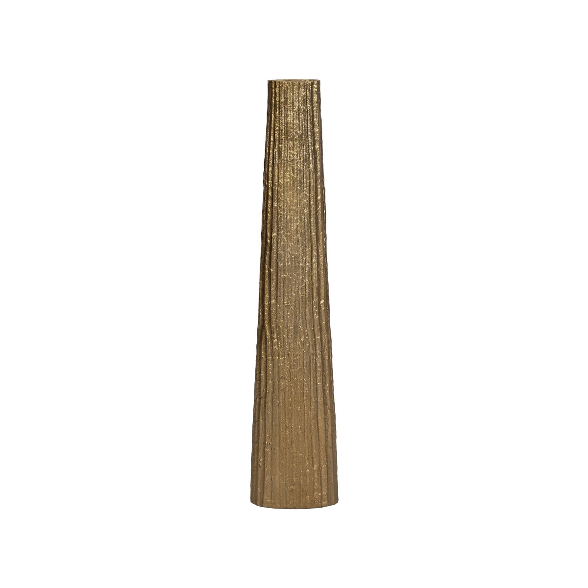 Metal 35" Ribbed Floor Vase - Gold