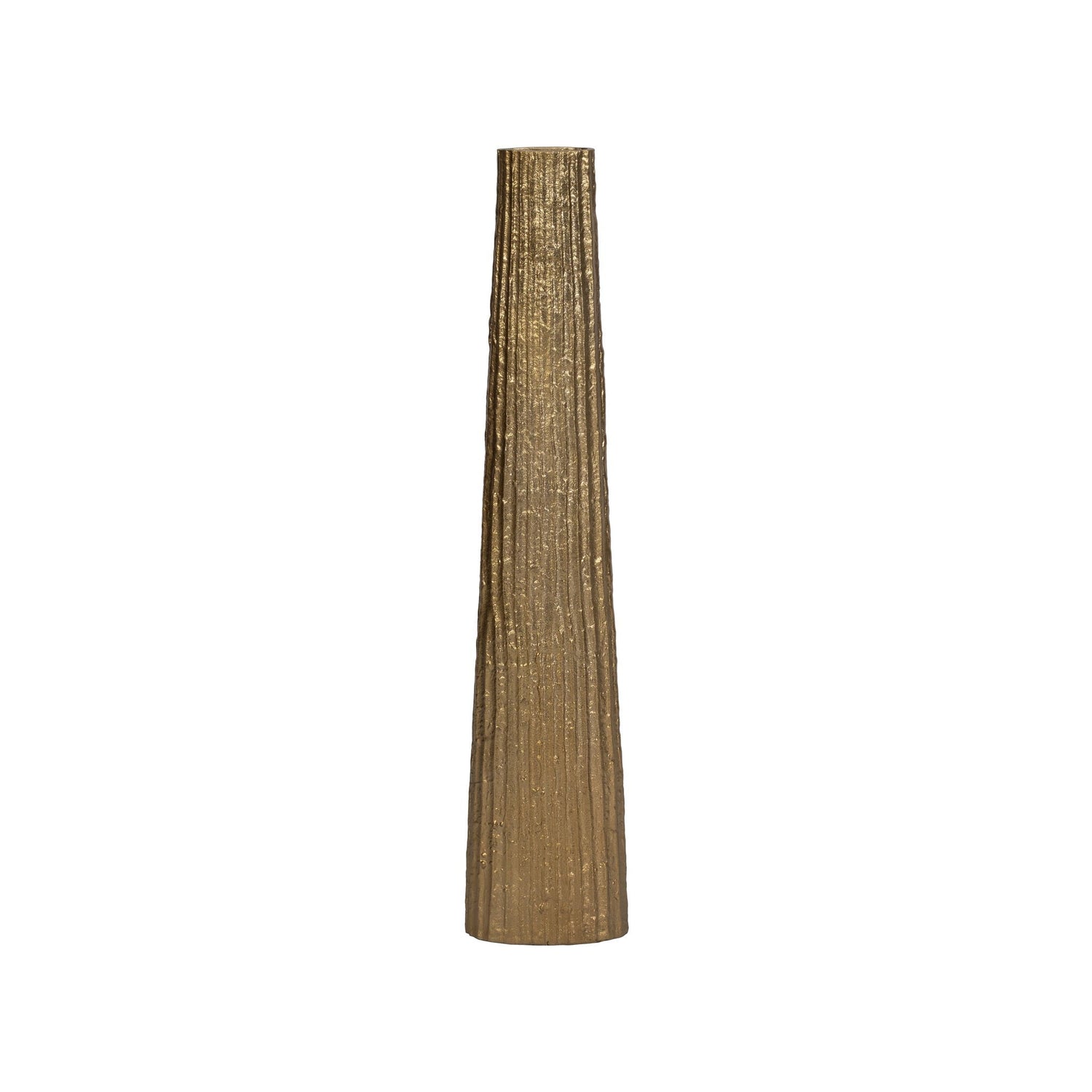 Metal 35" Ribbed Floor Vase - Gold