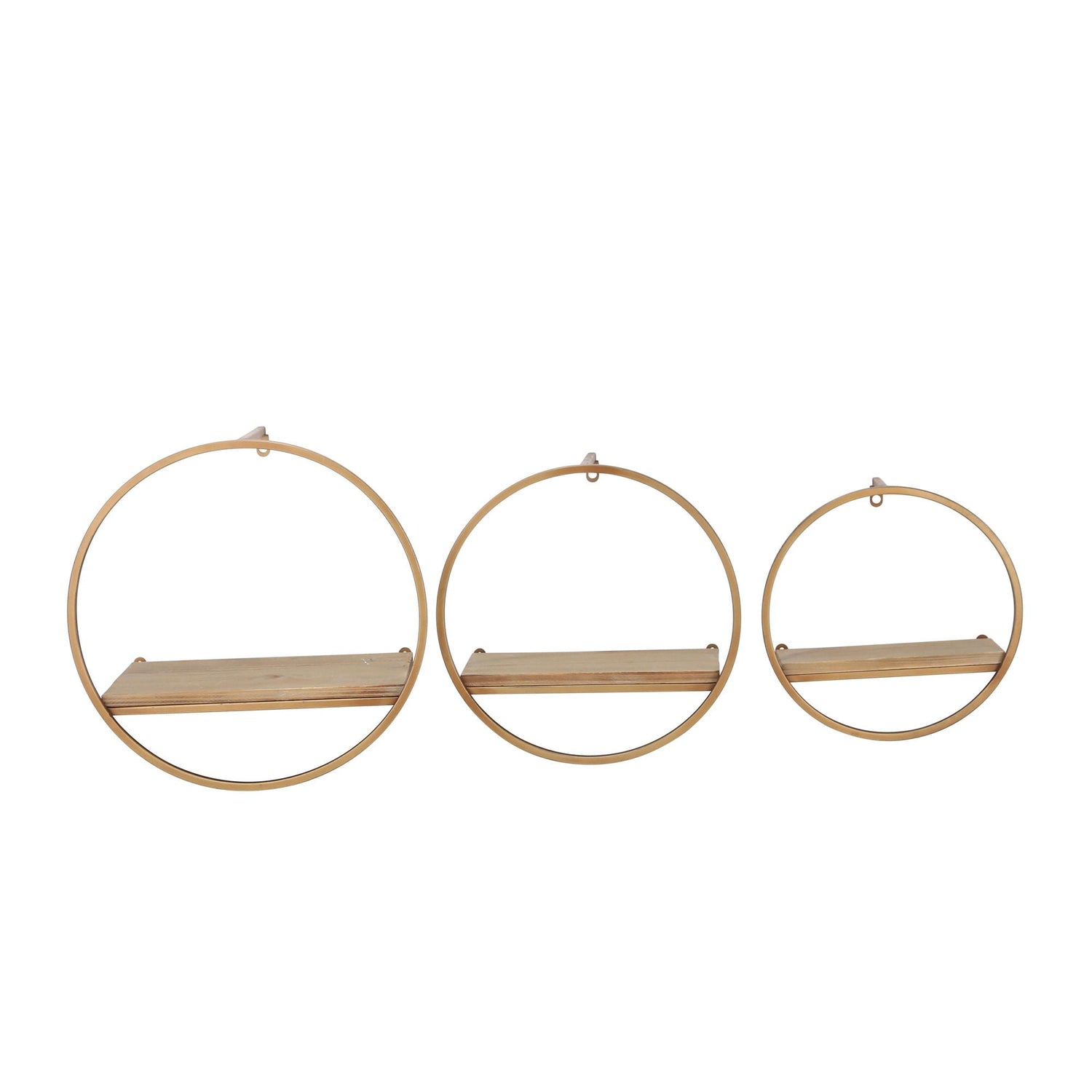 Metal And Wood Wall Shelves (Set of 3) - Bronze