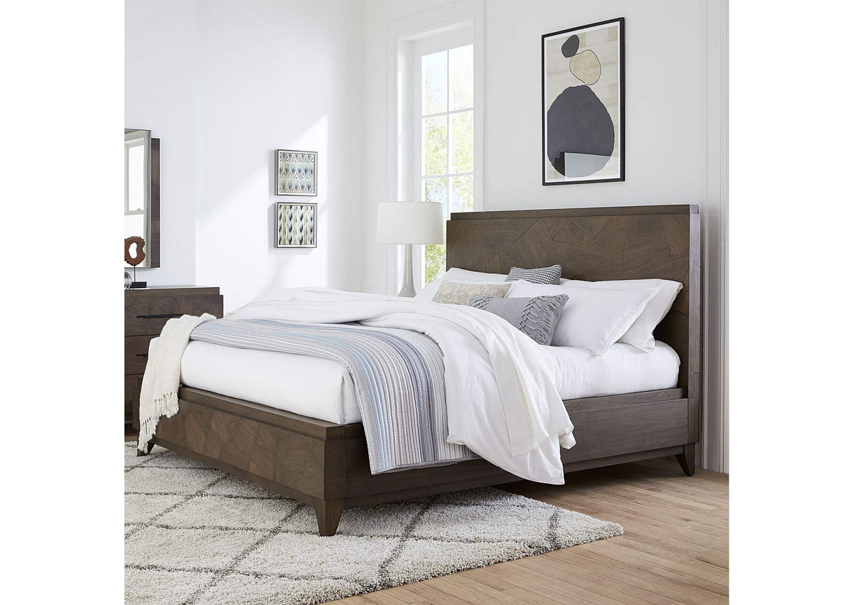 EQY6A6 Broderick Wood Panel Bed In Wild Oats Brown