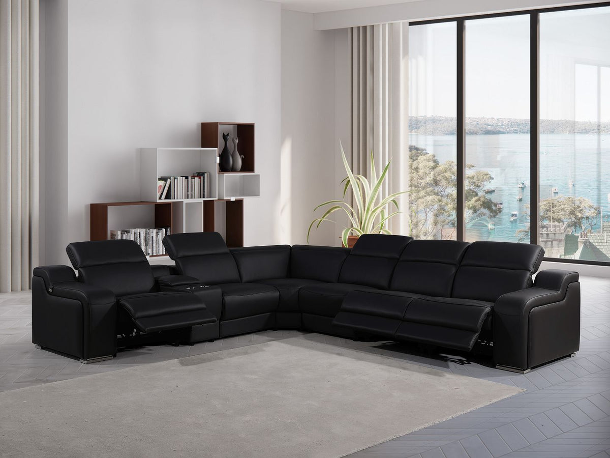 1116 - 7-Piece L-Shaped Sectional Sofa In With 3 Power Recliners & Power Headrests