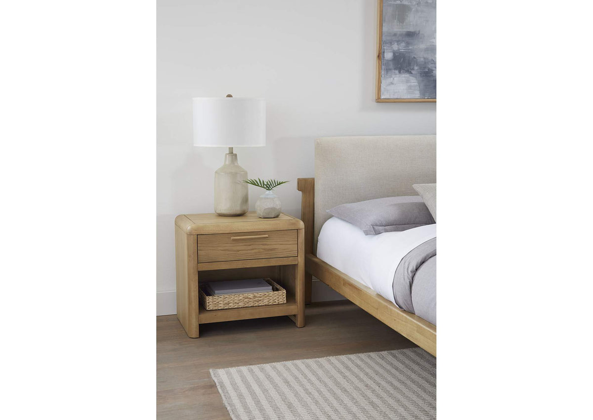 QDTW81 Furano One Drawer One Shelf Ash Wood Nightstand In Ginger