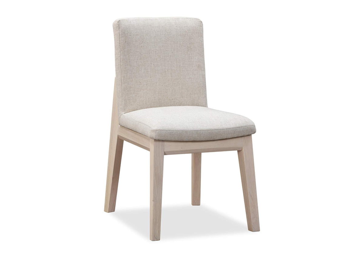 QHTP63A Liv Solid Wood Dining Chair In White Sand And Natural Linen (Set of 2)
