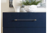 9DKB81 Argento Two Drawer USB Charging Nightstand In Navy Blue And Burnished Brass