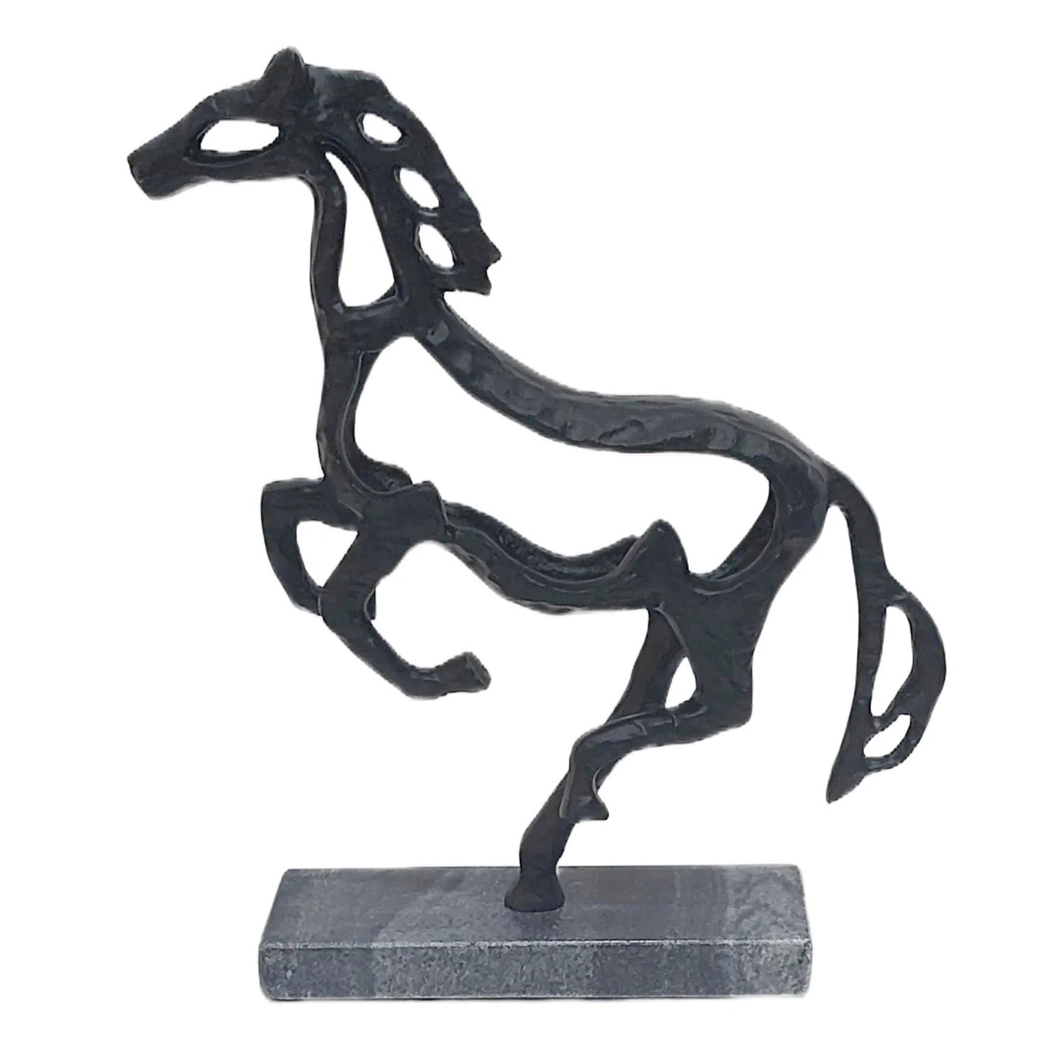 13" x 11" Galloping Horse On Marble Base - Black