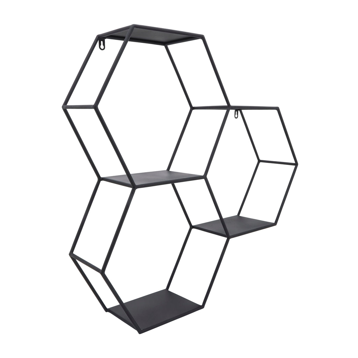 Metal Hexagon Wall Shelf 26" - Black