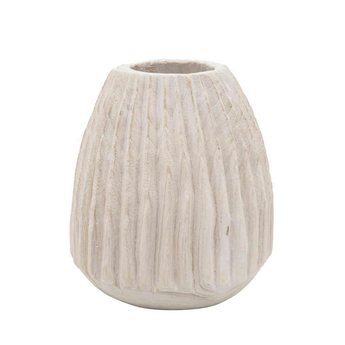 Ridged Vase - White