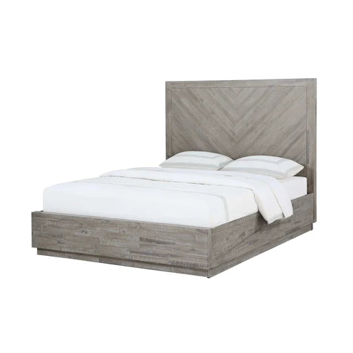 Alexandra Solid Wood Platform Bed in Rustic Latte