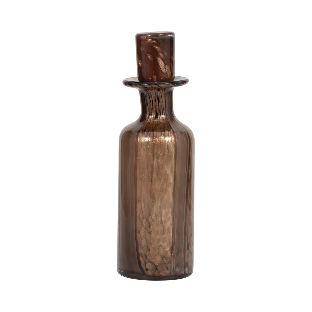 14" Hilary Large Glass Bottle - Brown