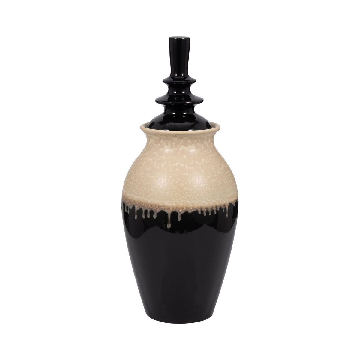 Alondra Small Ceramic Lidded Floor Jar - Beige