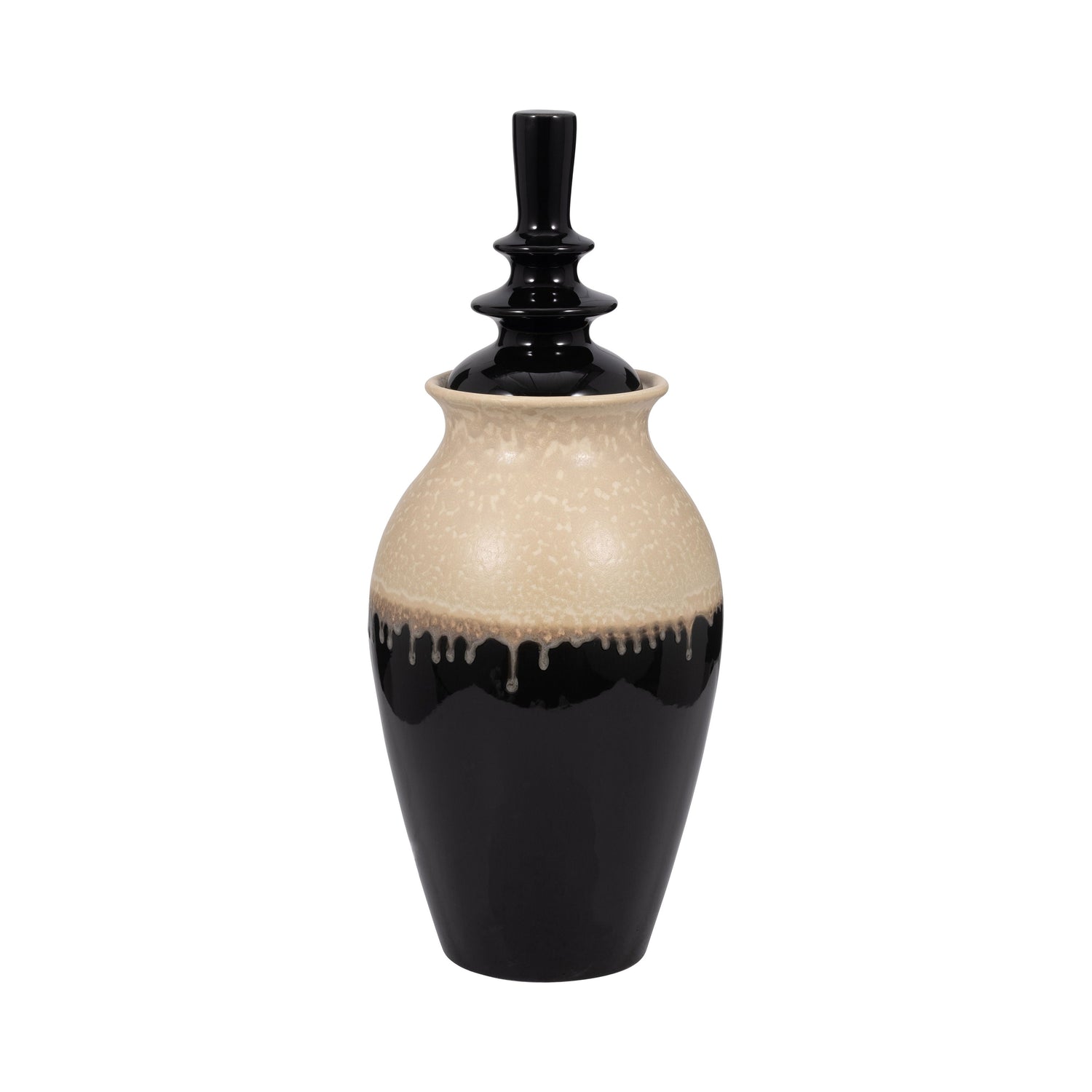 Alondra Small Ceramic Lidded Floor Jar - Beige