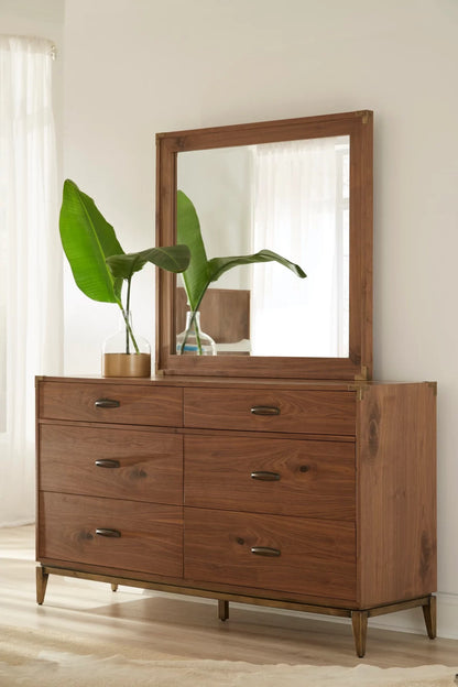Adler Beveled Glass Mirror in Natural Walnut