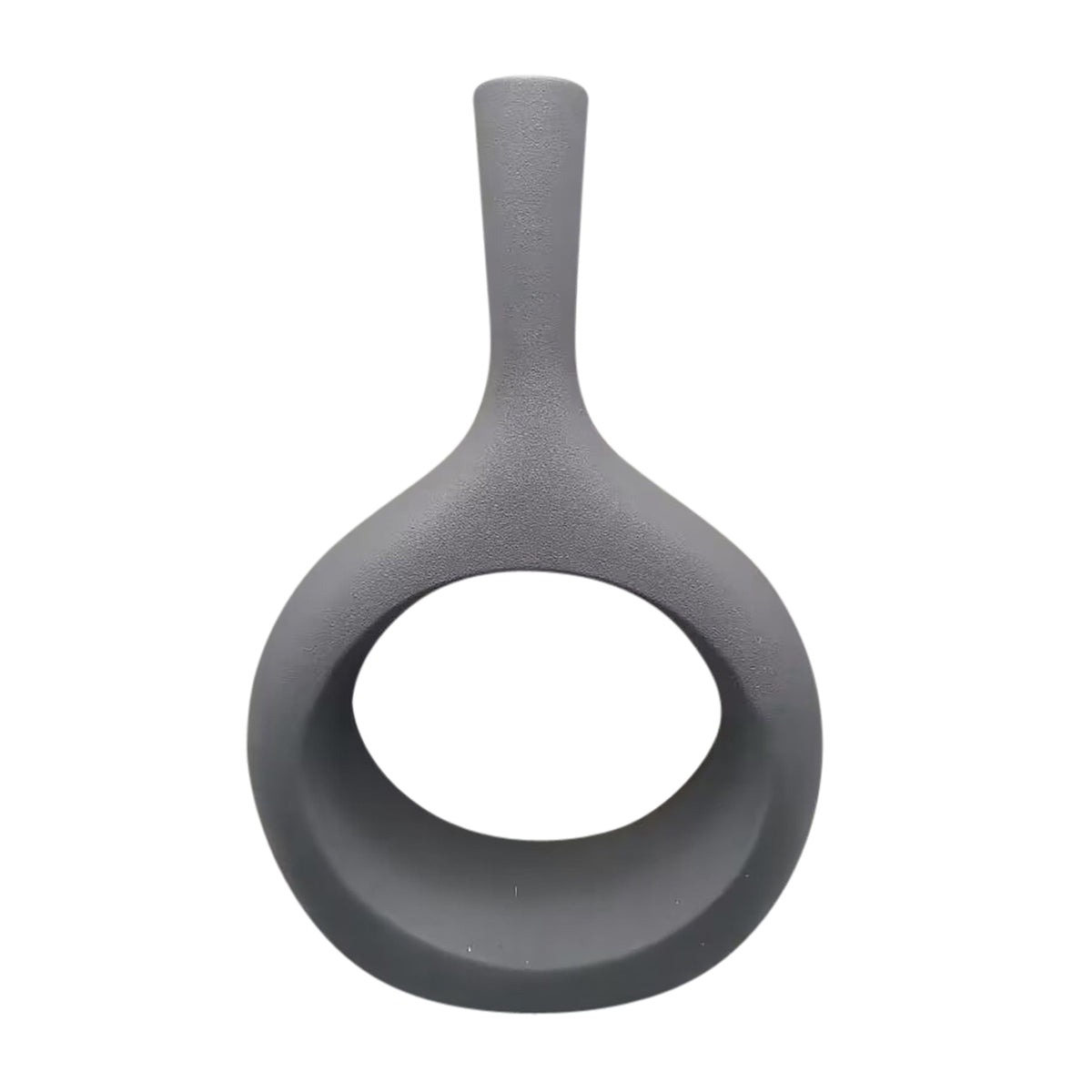 24" Rough Texture Round Cut Out Vase - Charcoal