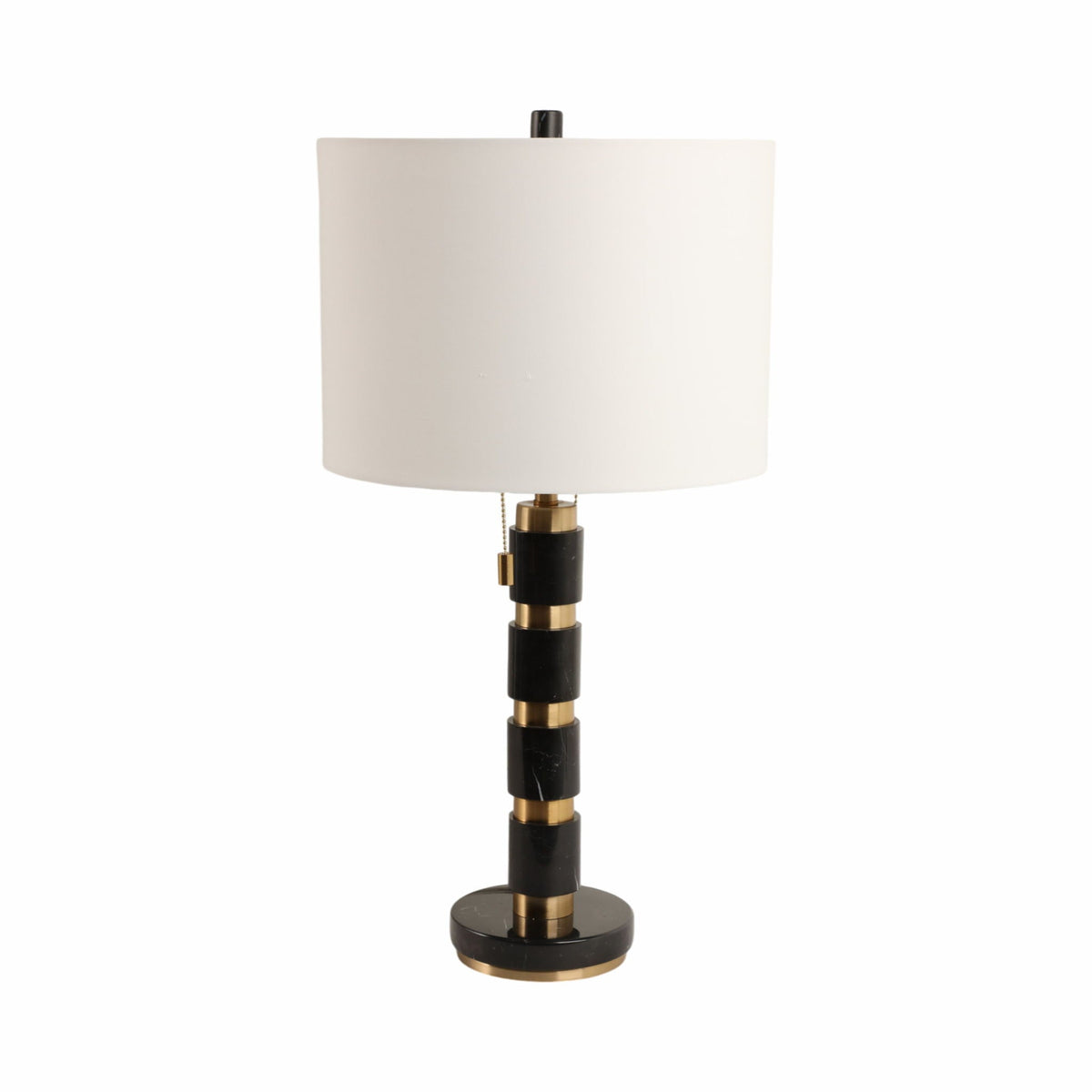 27X14" Stacked Marble Lamp With 2 Pulls - Black/Gold
