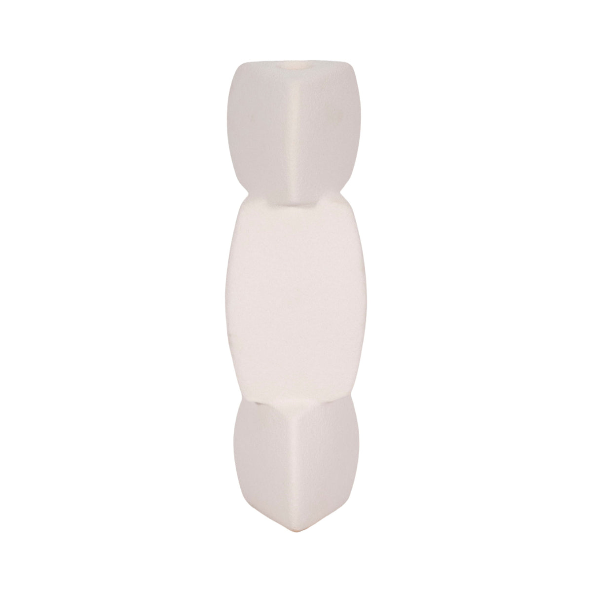 Stacked Objects Taper Holder Sand Glaze - White