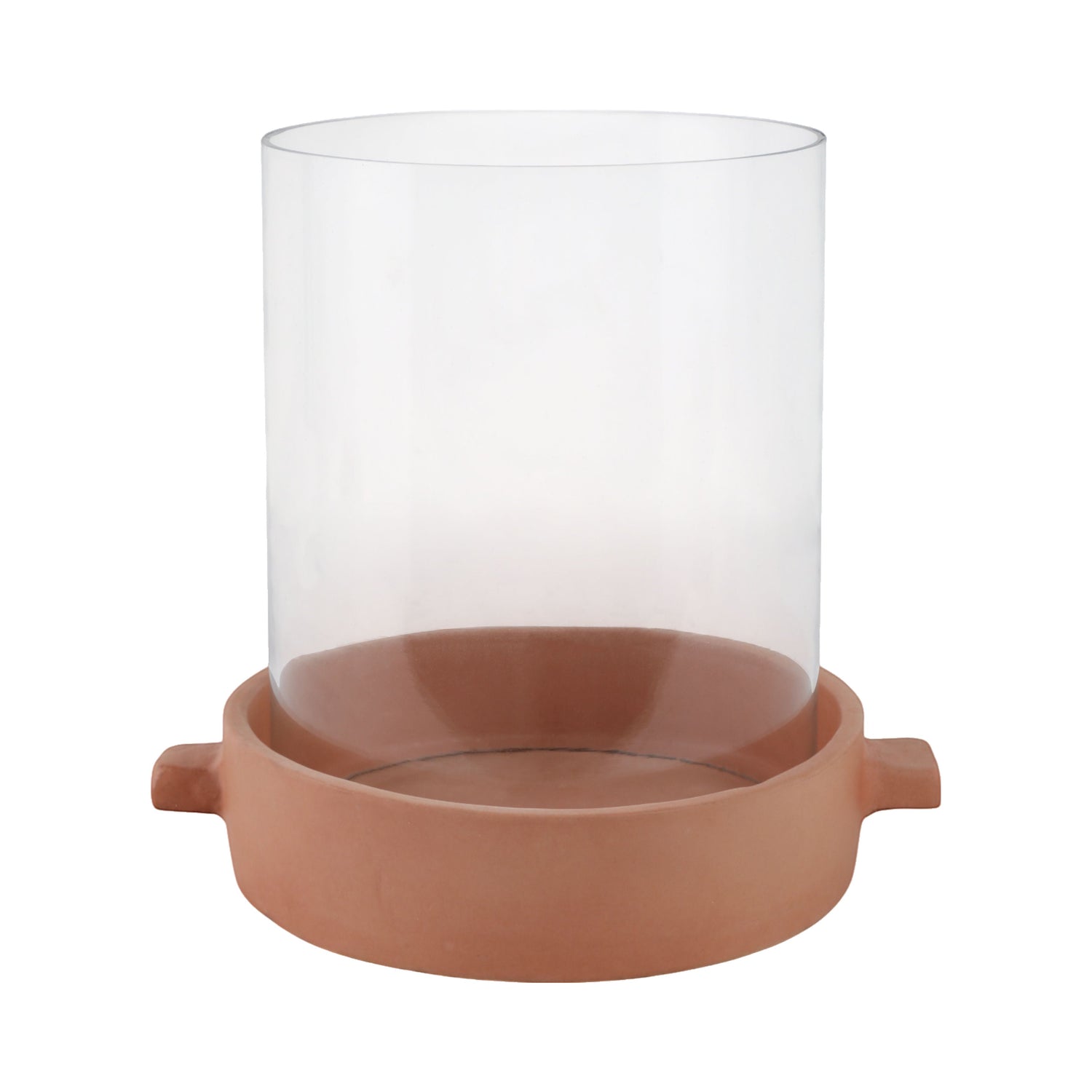 10" Terracotta Hurricane Pillar Holder - Natural