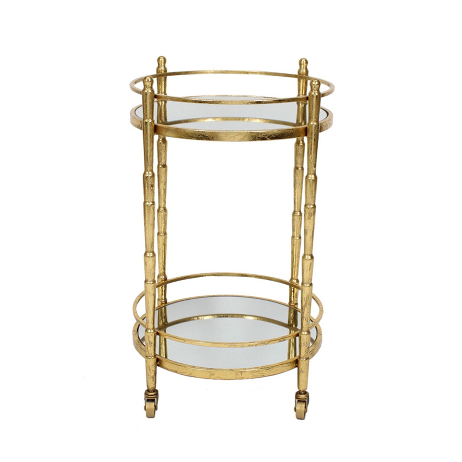Metal 2-Tier Round Bar Cart 28" - Gold