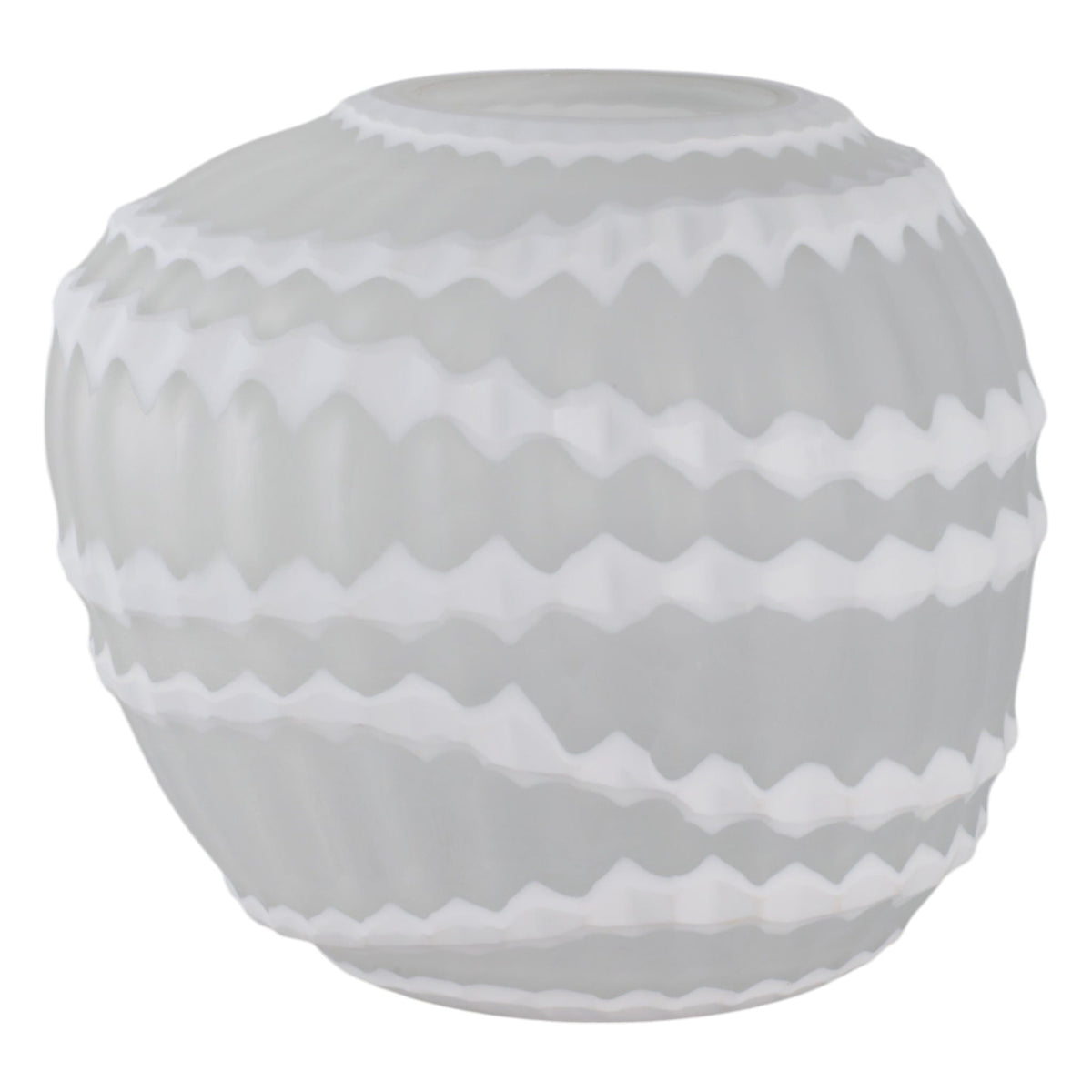 12" Warwick Small Carved Glass Vase - White