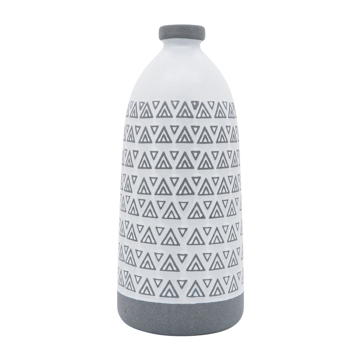 Ceramic Aztec Vase 18" - Gray