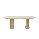 Driftbay - 7-Piece Coastal Rope Outdoor Dining Set - White / Natural