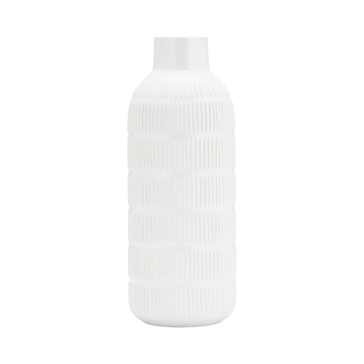 Cer Pearl Stripe Vase 17" - White