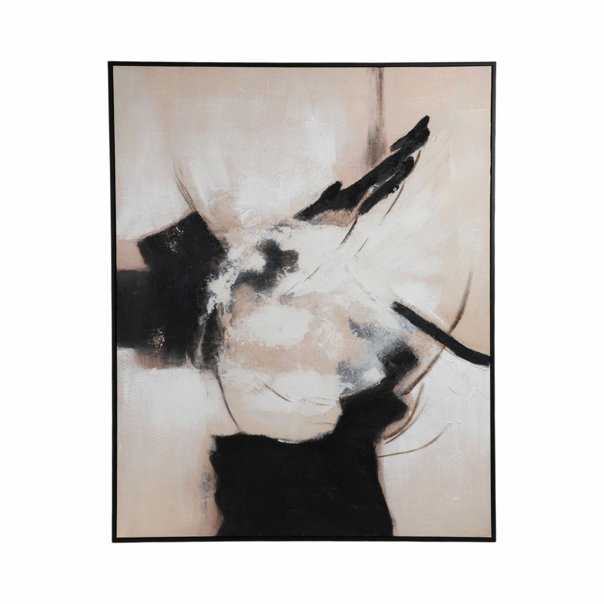 Uzima Handpainted Wall Art - Black / Beige