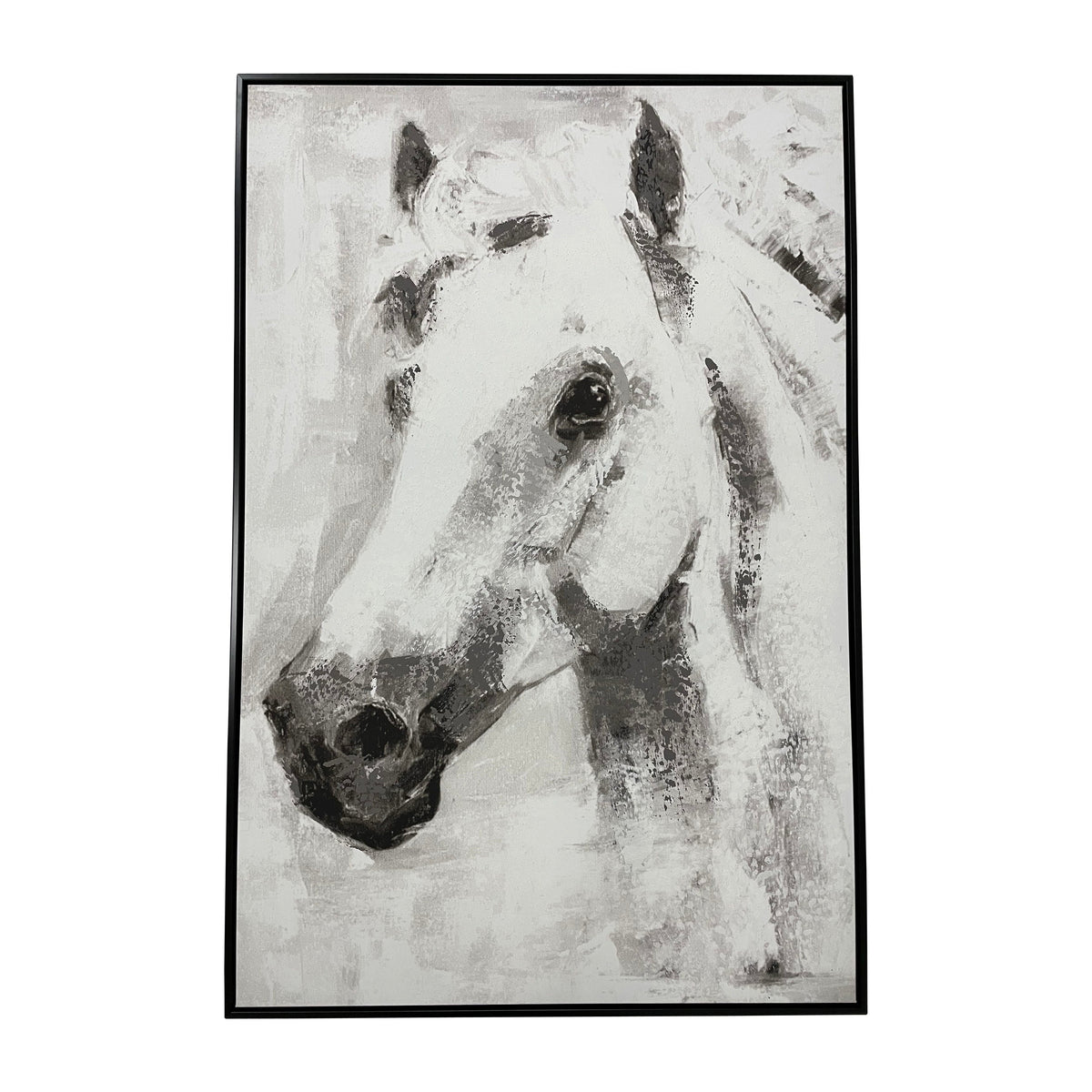 32 x 48 Framed Handpainted White Horse