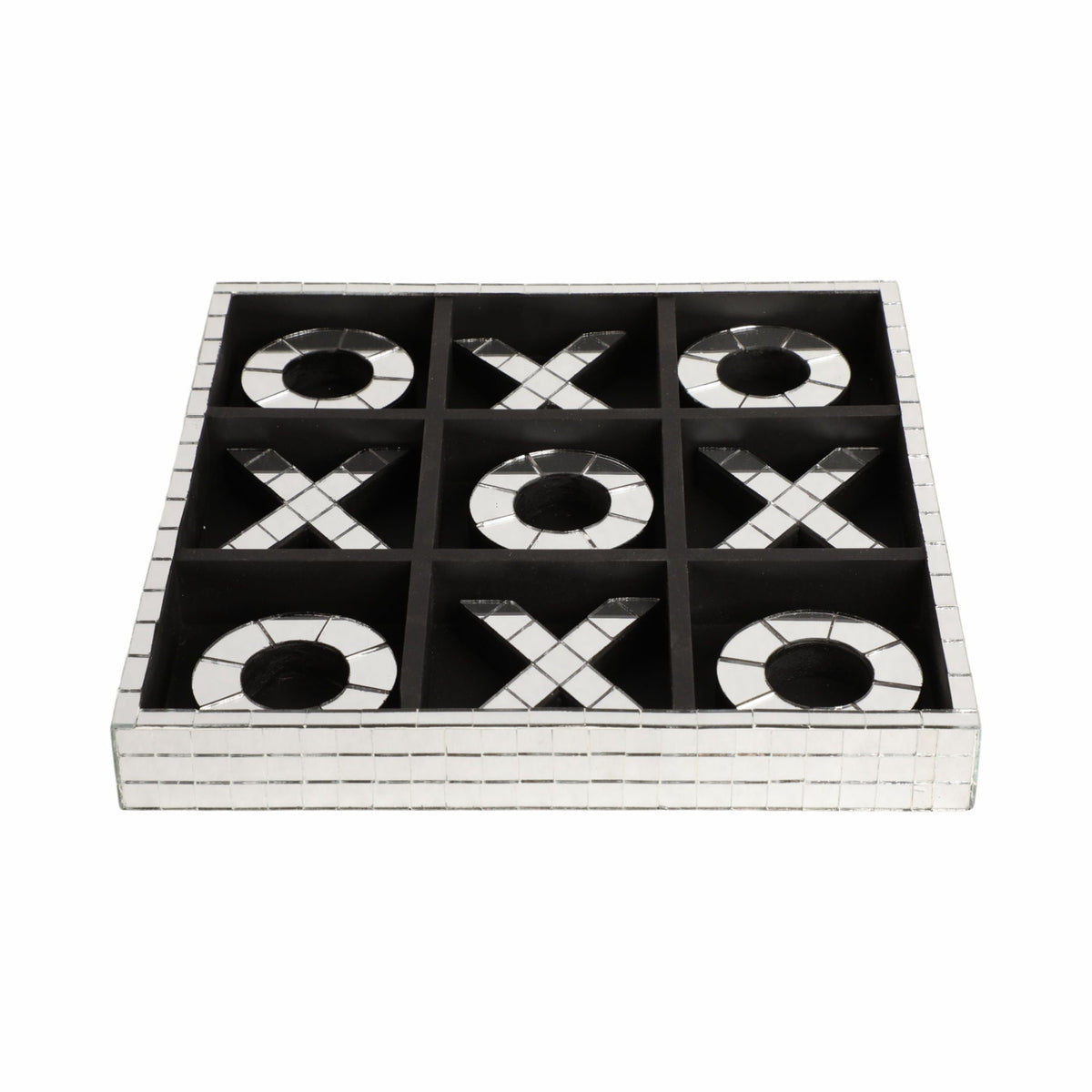 12" Disco Mosaic X & O Game - Silver