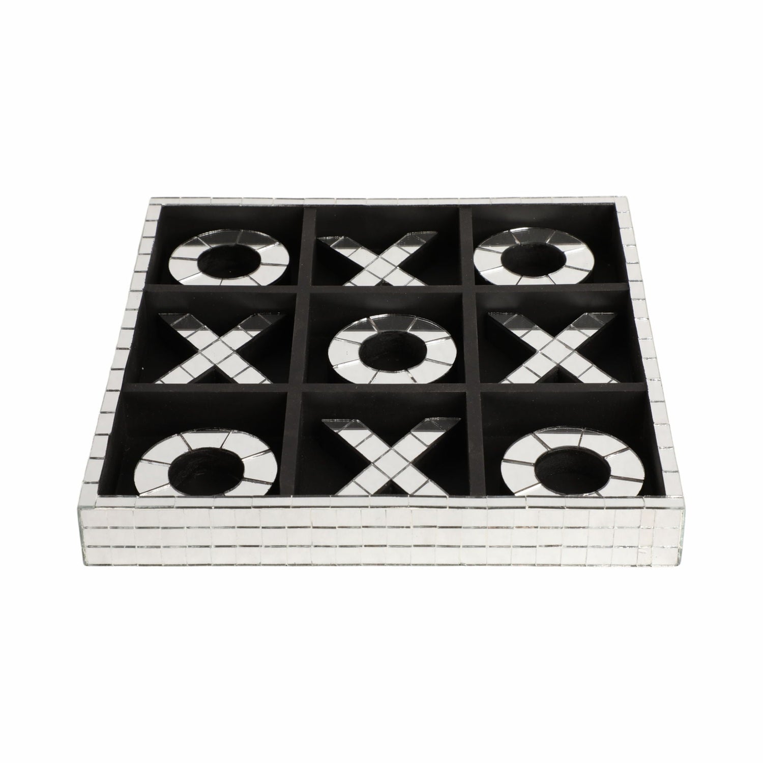 12" Disco Mosaic X & O Game - Silver