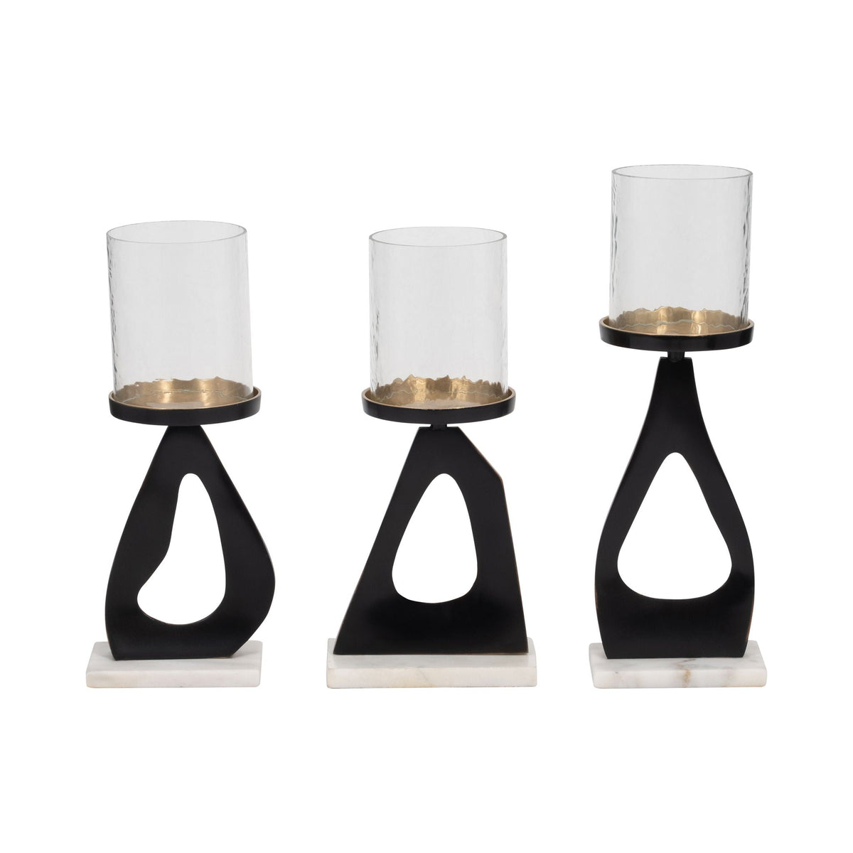 13" / 13" / 15" Provence Candle Holders (Set of 3) - Black