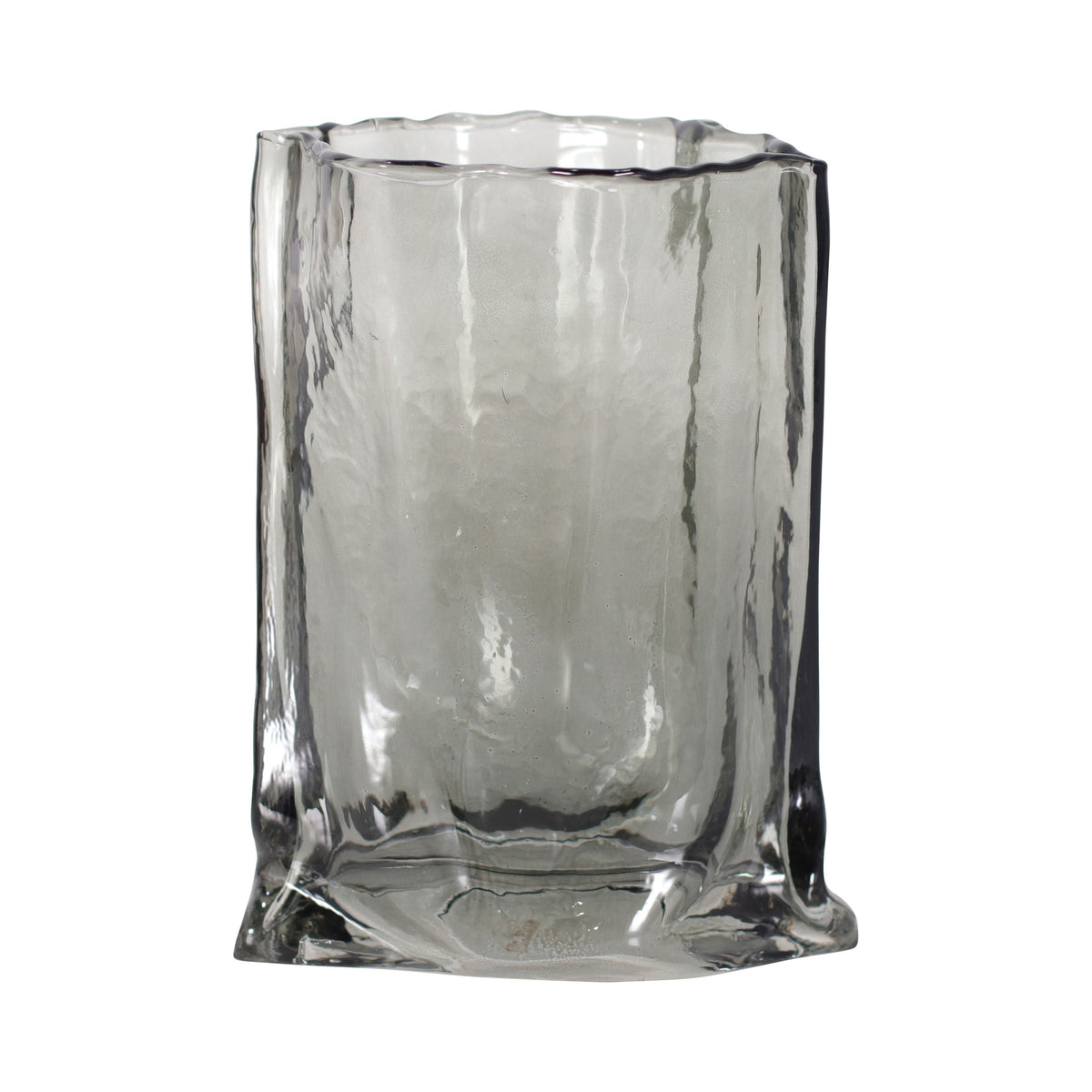 Glass 9" Paper Bag Vase - Smoke