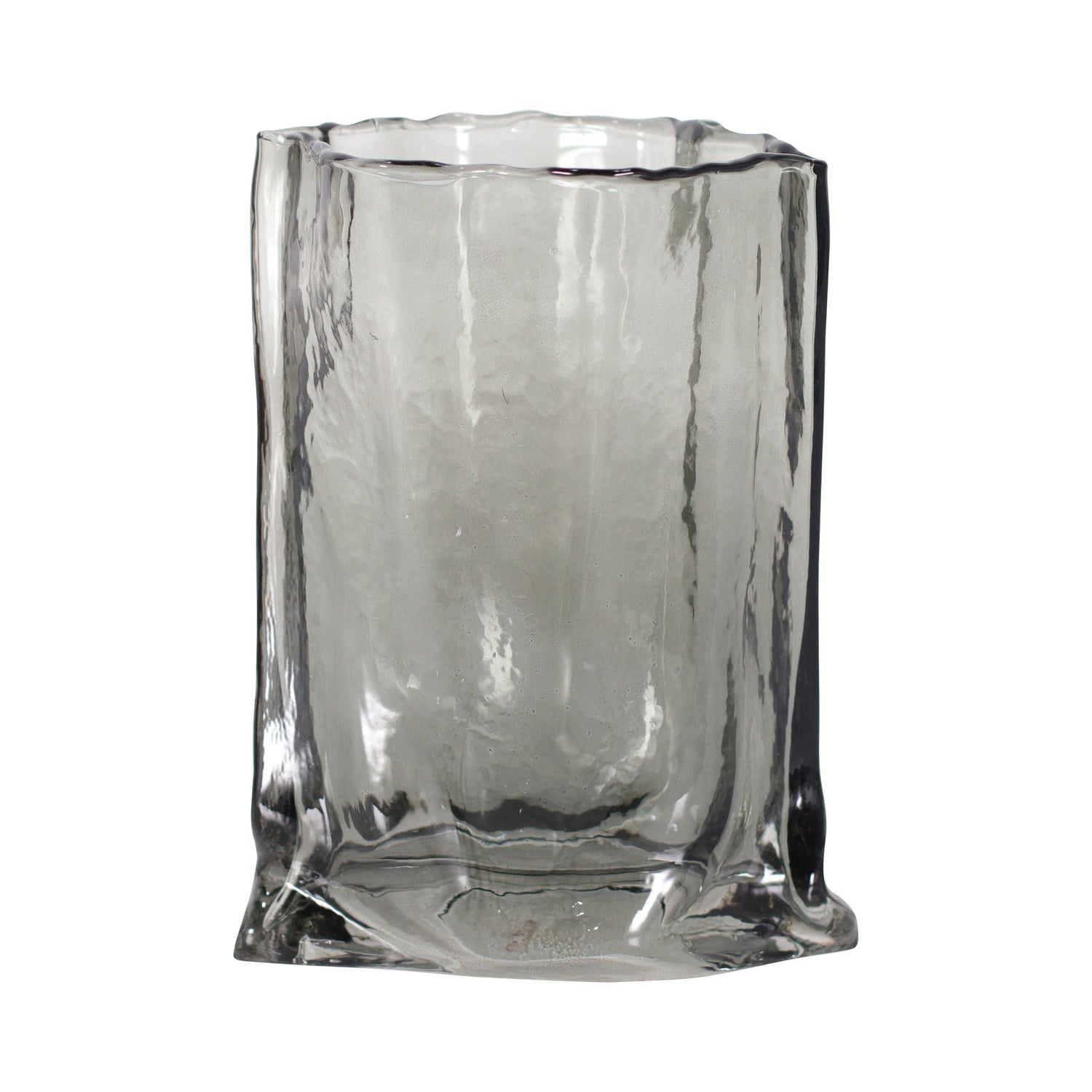 Glass 9" Paper Bag Vase - Smoke