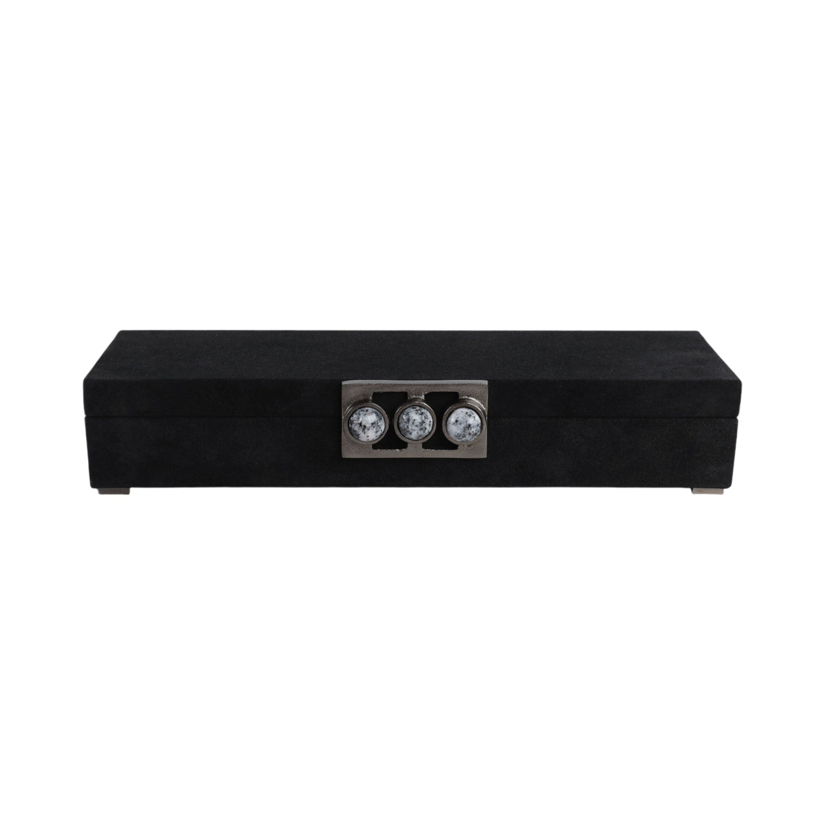 Zahara Suede Moonstone Gemstone Hardware Box - Black