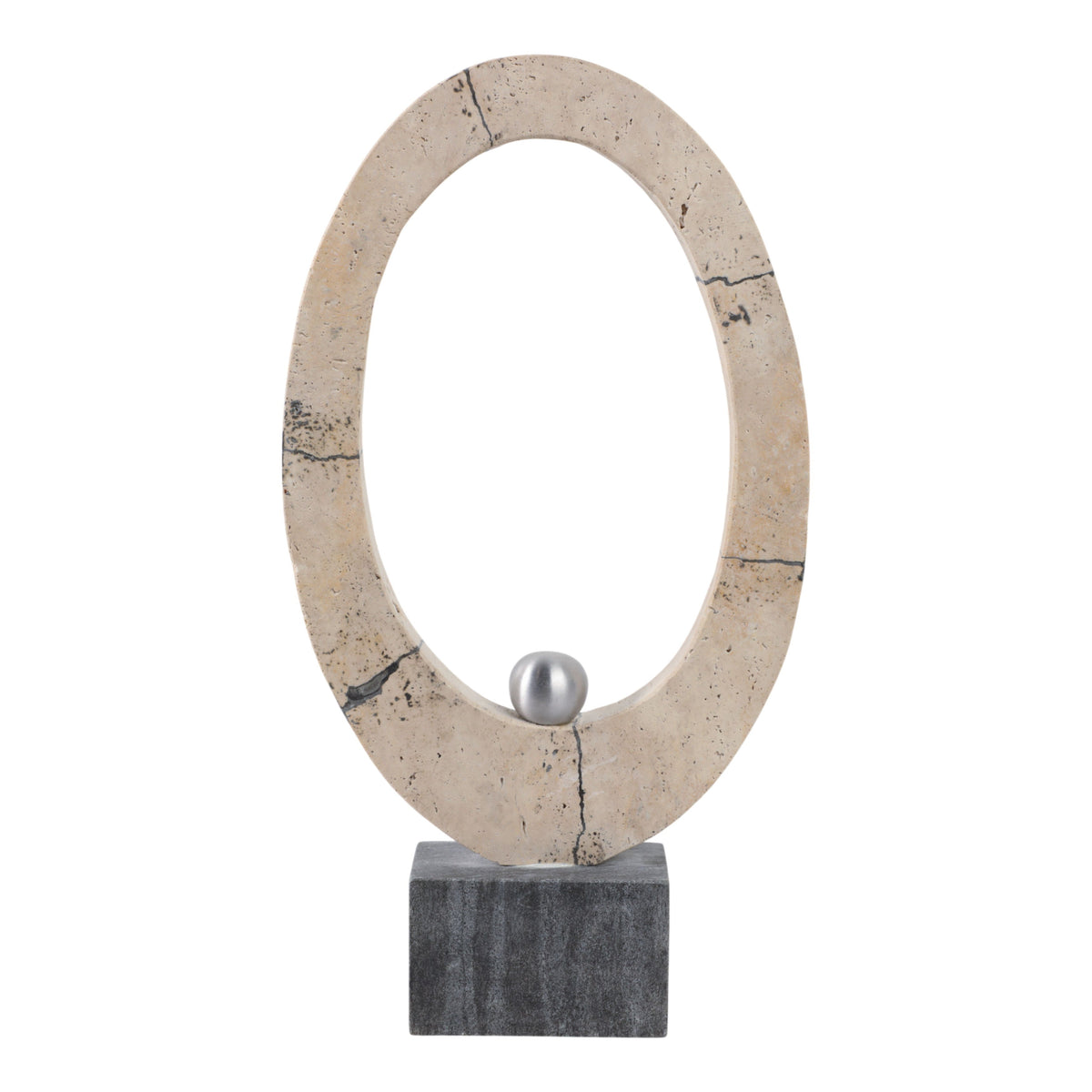 Gorda Travertine Ring Statuary - Ivory