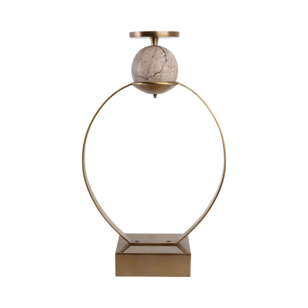 Durant Large Candle Holder With Marble Sphere - Gold