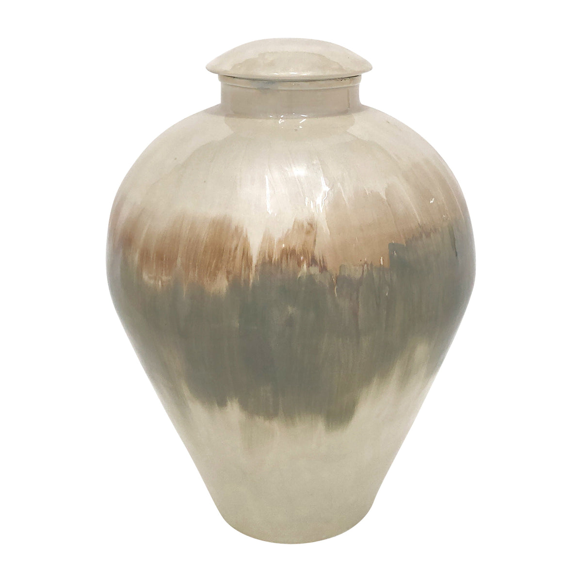 Metal 12" Temple Vase - Pearl