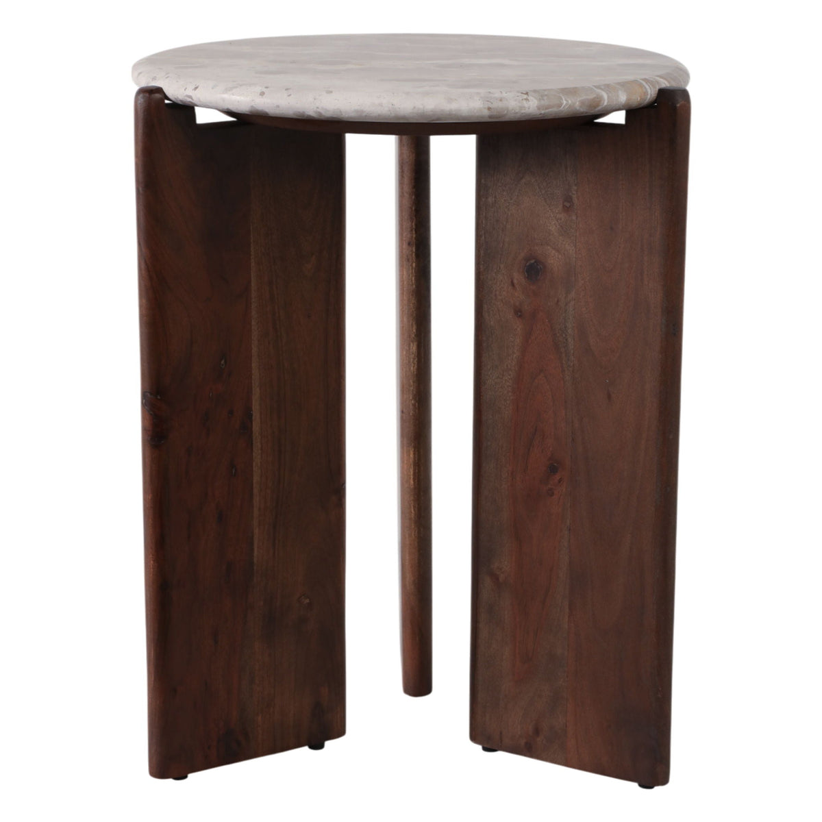 Somerset Marble And Wood Accent Table - Brown