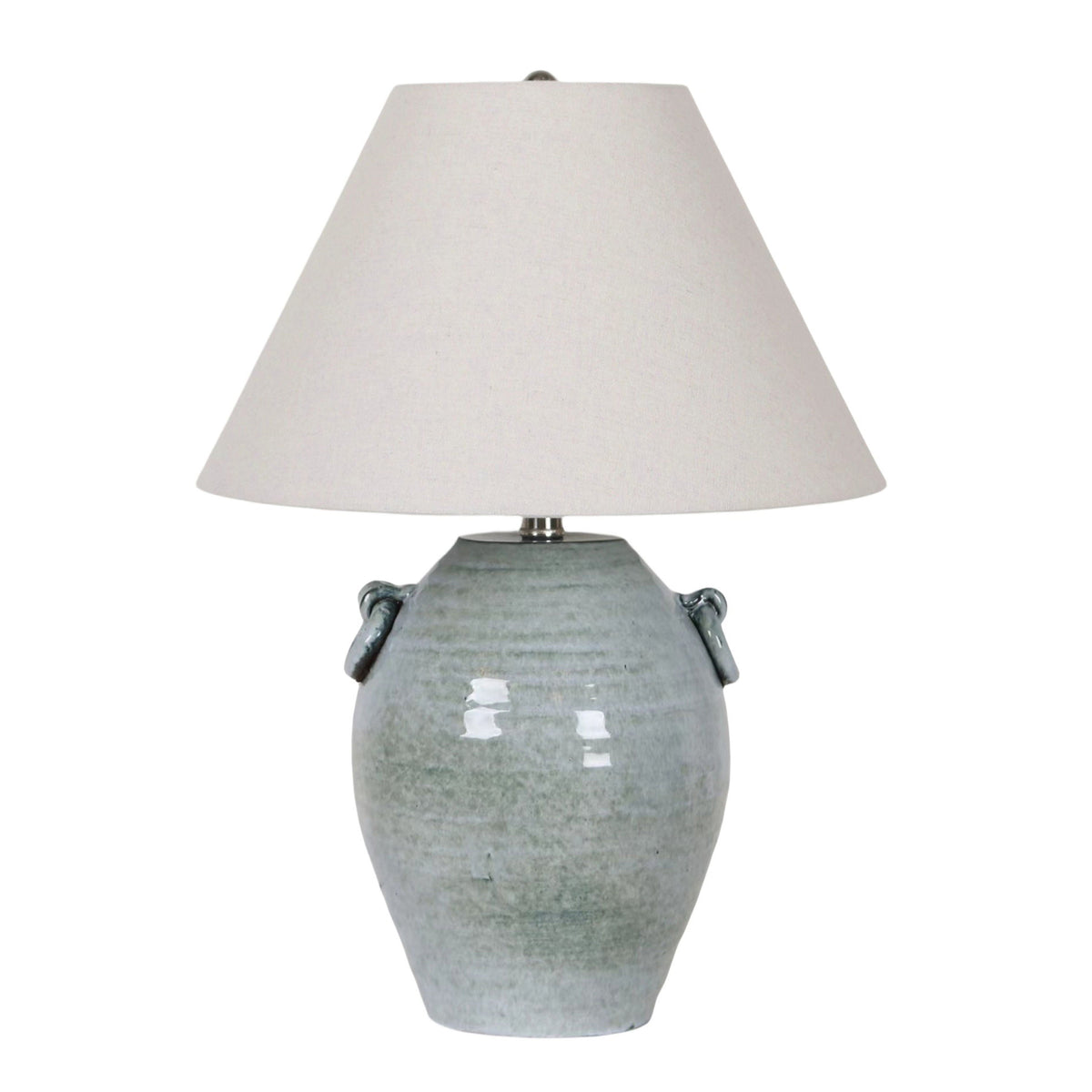 24" Jug Table Lamp With Handles Tapered Shade - Blue