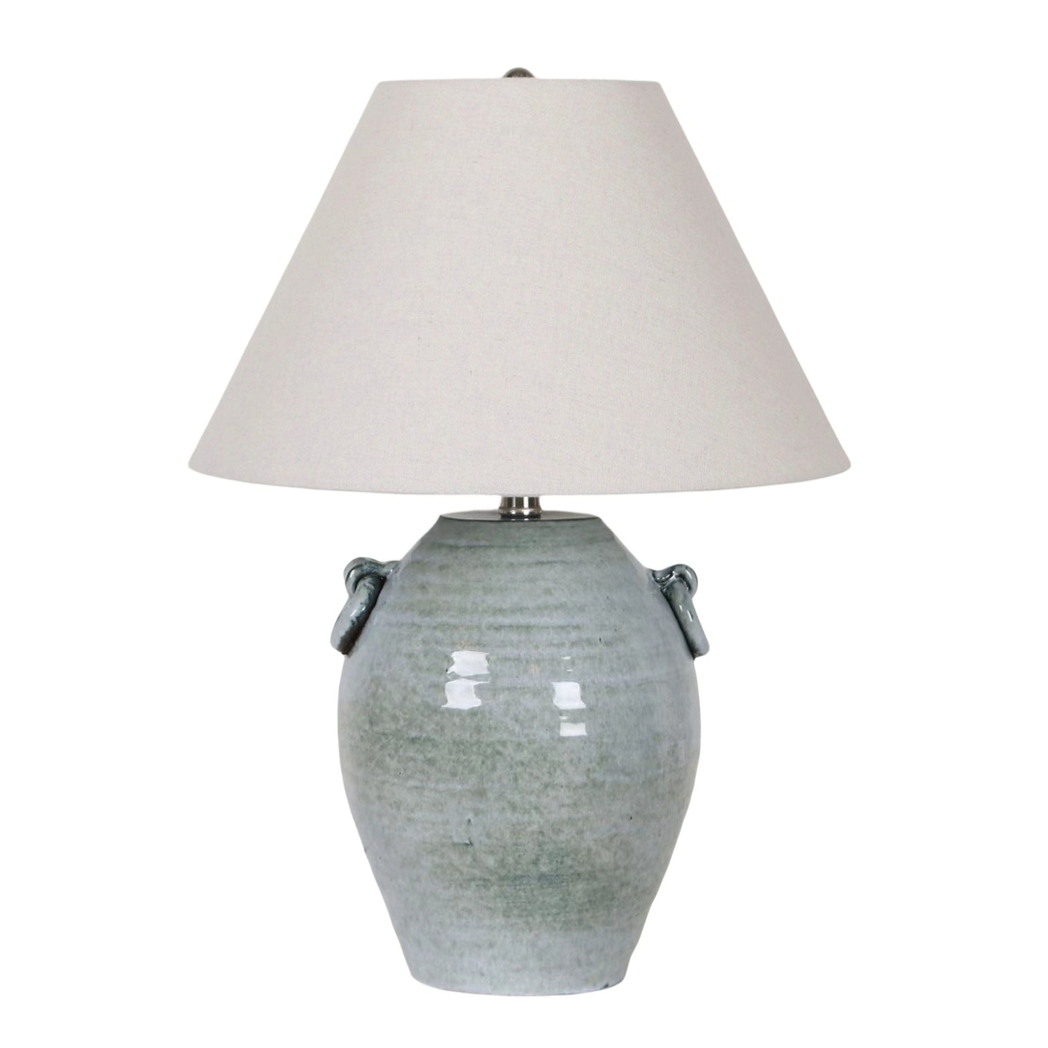 24" Jug Table Lamp With Handles Tapered Shade - Blue