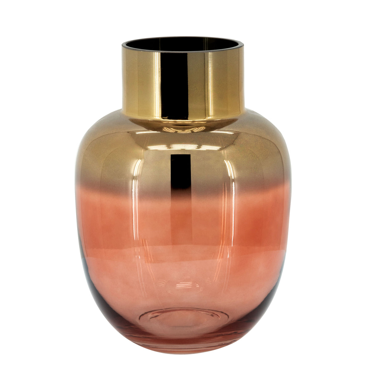 Glass Metallic Vase 10" - Pink / Gold