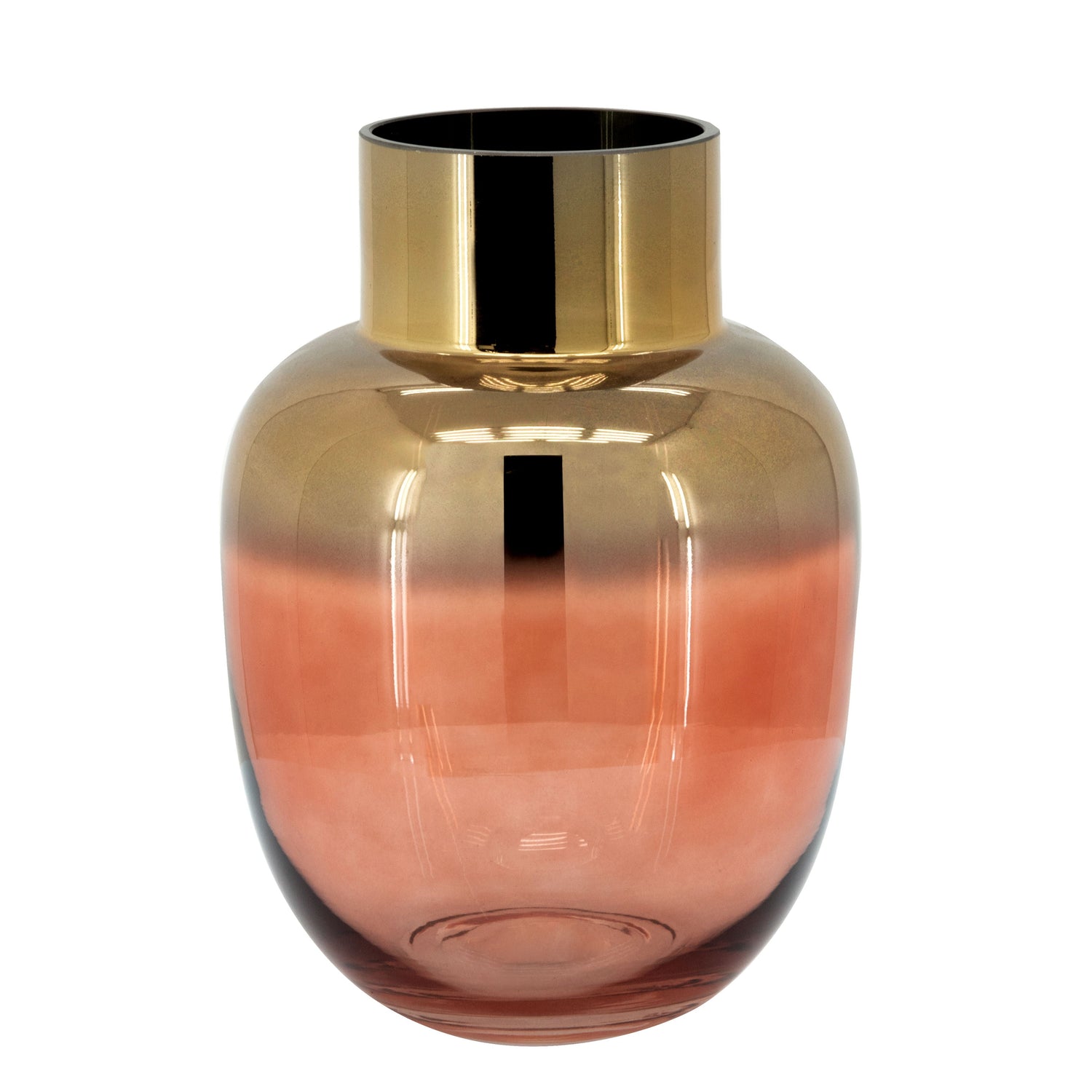 Glass Metallic Vase 10" - Pink / Gold